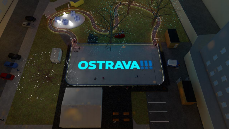 Vizualizace vánočního kluziště na náměstí Dr. Edvarda Beneše. Autor: MMO